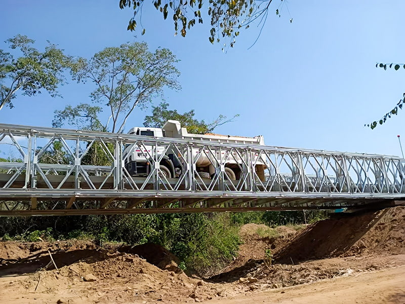 CB 200 Jambatan Bailey 27 Meter Dua Baris Satu Lapisan Bertetulang Jambatan Bailey