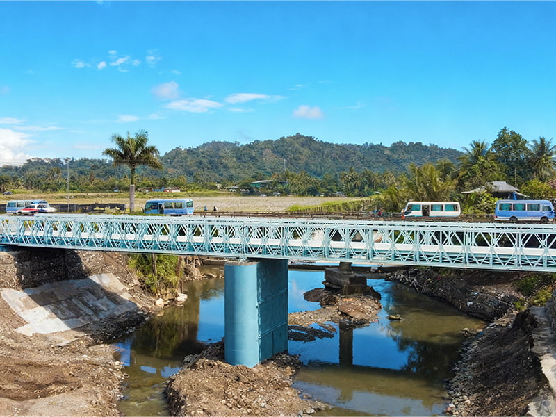 CB 200 Jambatan Bailey 48 Meter Dua Baris Satu Lapisan Bertetulang Jambatan Bailey